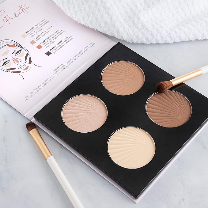 ELLEN TRACY Contour Palette, Full Coverage, Highlight, Illuminate, Light Contour and Dark Contour, Contour Makeup Palette for Women and Girls