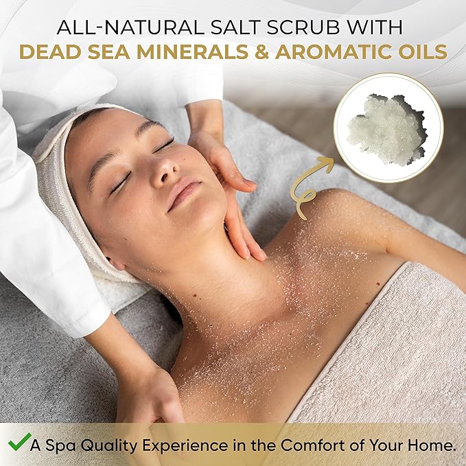 Salt Cellar Spa Lavender Salt Scrub - Elevate Your Self-Care with Dead Sea Minerals - Relax, Revive, and Rejuvenate your Skin - Made in Israel, Cruelty-Free, 18 oz.
