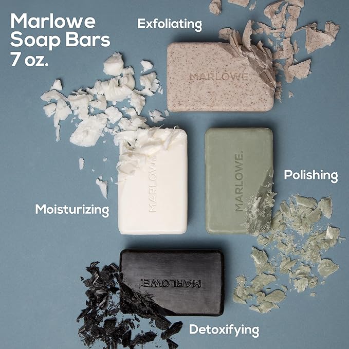 MARLOWE. No. 105 Bar Soap for Men 7 oz (12 Bars) Moisturizing Body Soap, Nourishing & Refreshing with Natural Extracts, Shea Butter, Olive Oil & Green Tea Extracts, Original Sage & Fir Scent