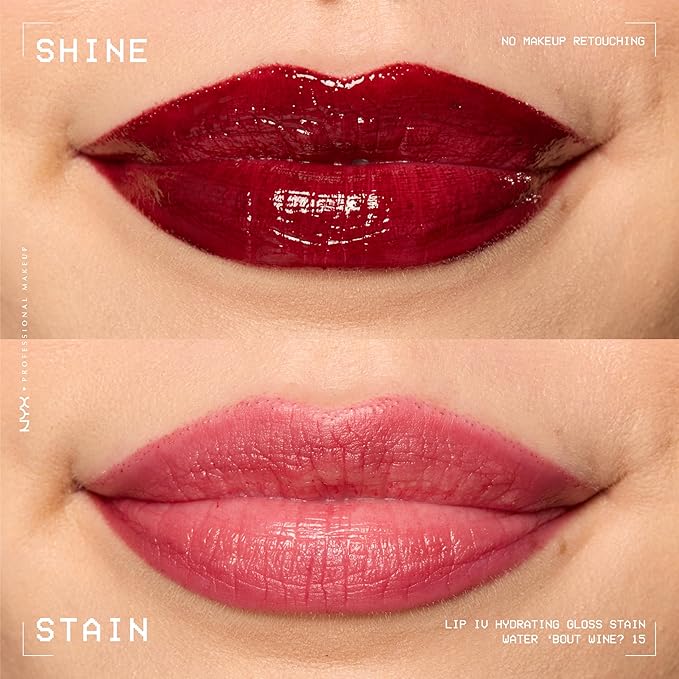 NYX PROFESSIONAL MAKEUP Lip IV Hydrating Glossy Lip Stain with 12HR Hydration - Water Bout Wine (Red)