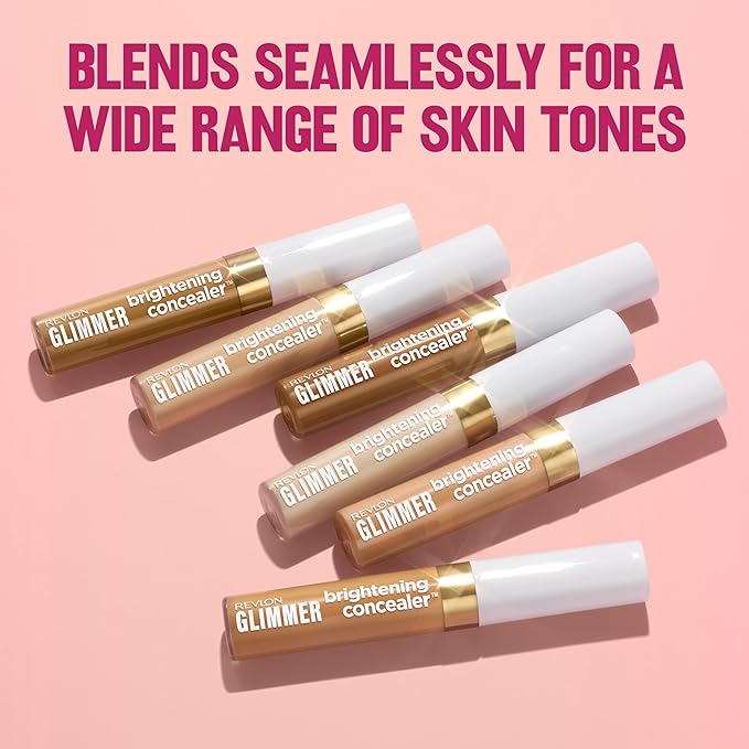 Revlon Glimmer Brightening Concealer, Liquid Under Eye Makeup, Made with Caffeine, Vitamin C, & Stevioside, 175, 0.3 fl oz
