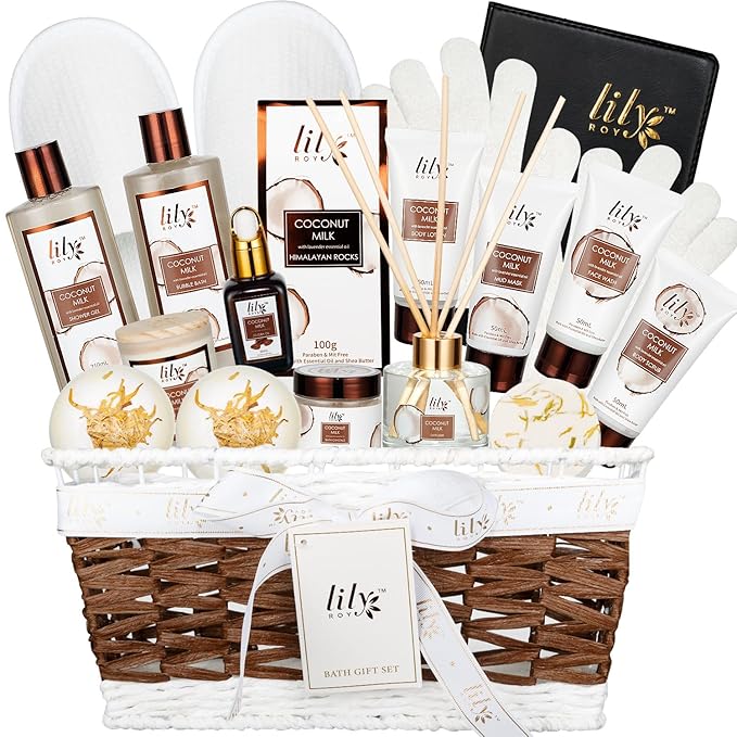 Gifts For Women Gift Basket for Women–18Pcs Bath and Body Gift Set for Mom Spa Basket Set Spa Kit Bath & Body Gifts Set | Self Care, Birthday, Christmas, Mothers Day Bath Gift Baskets Set for Her