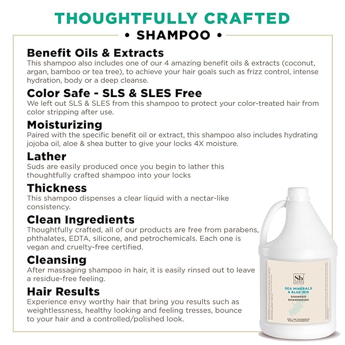 Soapbox Sea Minerals & Blue Iris Shampoo, Vegan, Color Safe, Harsh Harsh Sulfate Free & Silicone Free Hair Shampoo Refill for Home & Professional Use - Gallon Size