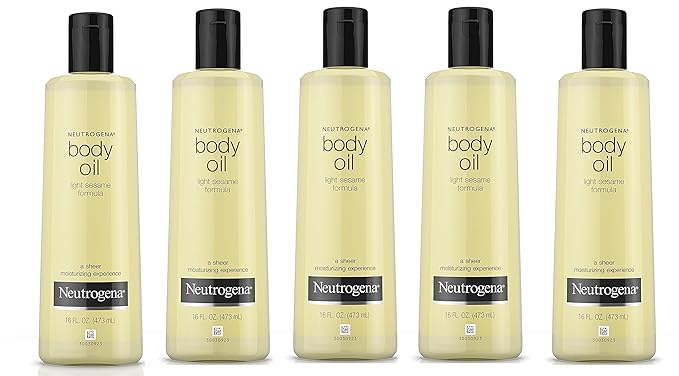 Neutrogena Body Oil Light Sesame Formula, Dry Skin Moisturizer & Hydrating Body Massage Oil, for Radiant & Healthy Looking Glow, Nourishing Bath Oil for Sheer Moisture, 8.5 fl. oz