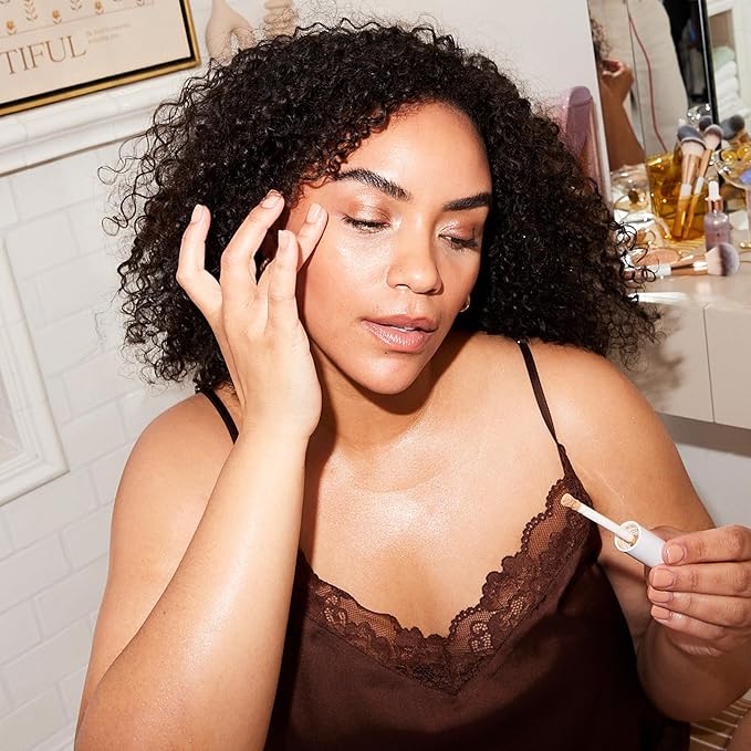 FLOWER BEAUTY By Drew Barrymore Get Real Serum Concealer - Brightens Skin + Blurs Blemishes - Hydrating Serum- Almond