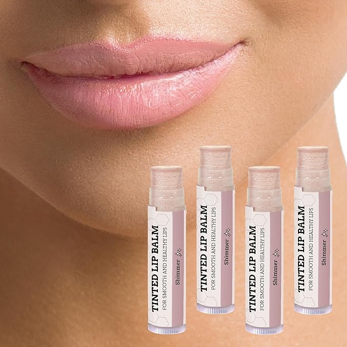 Tinted Lip Balm by Earth’s Daughter – 4 Pack of Shimmer Tint – Beeswax, Coconut Oil, Cocoa Butter, Vitamin E – Moisturize and Beautify – Paraben Free