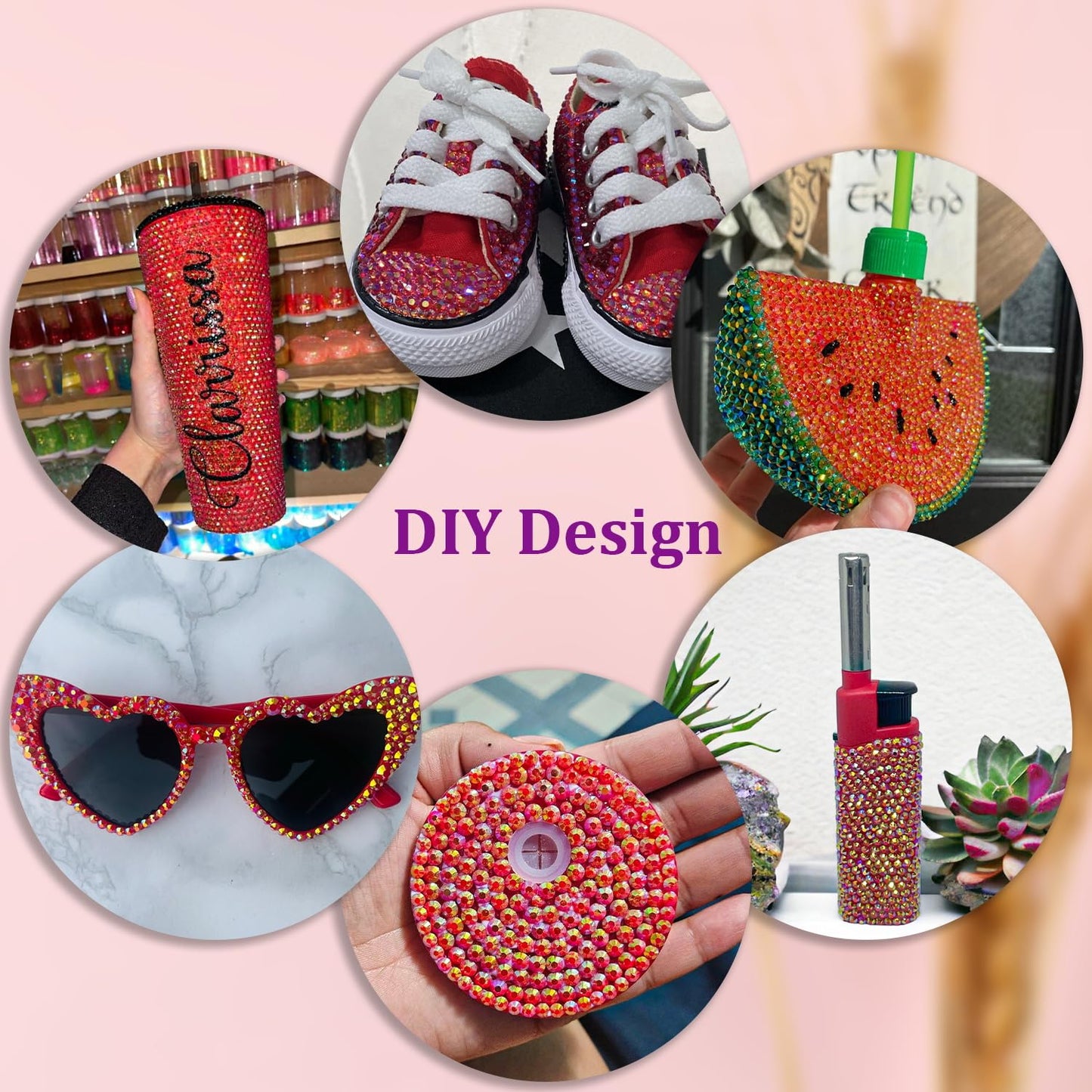 30000Pcs Resin Rhinestones for Bedazzling with Tweezers, Red AB Rhinestones for Crafting with B7000 Jewelry Glue for DIY Crafts Clothing Tumblers Shoes Fabric Nail Art