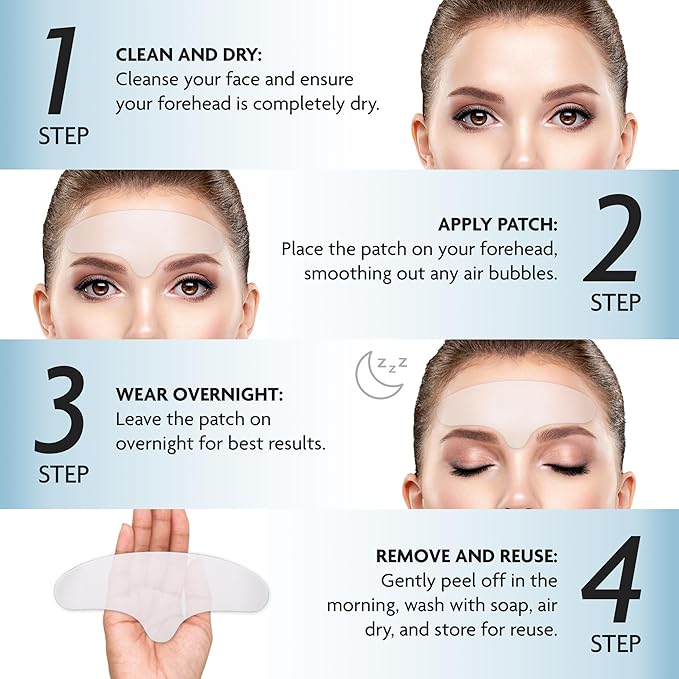 Dersie Silicone Forehead Wrinkle Patches: Reusable Anti Wrinkle Pads for Wrinkles - Overnight Use Forehead Wrinkles Treatment (3 Count (Pack of 1))