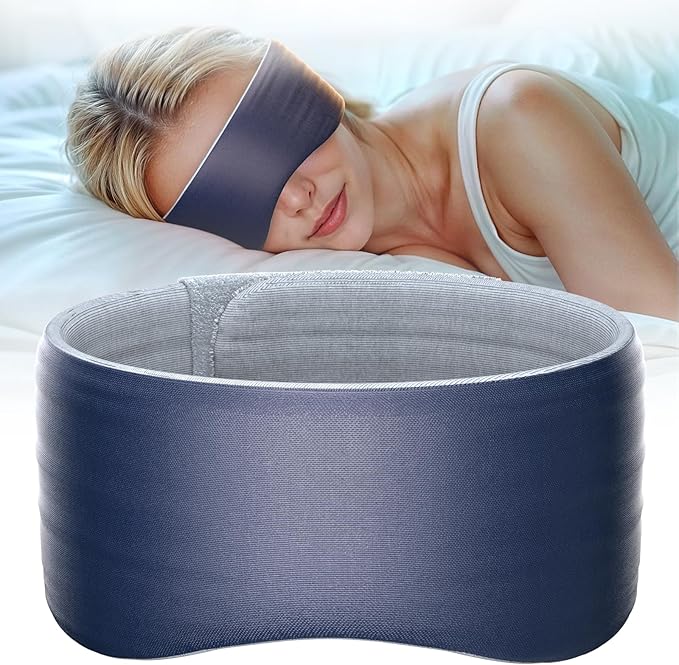 Sleep Mask, Eye Mask for Sleeping, Upgrade Ultra-Soft Blackout Eye Cover for Women Men, Wider Adjustable Strap for Side Sleeper, Travel, Nap, Yoga, Relief Eye, Navy Blue