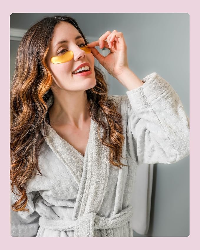 Revitalize Your Skin with 24K Gold Eye Mask - Reduce Puffy Eyes, Dark Circles, Wrinkles, and Fine Lines - 15 Pairs of Refreshing Eye Gels