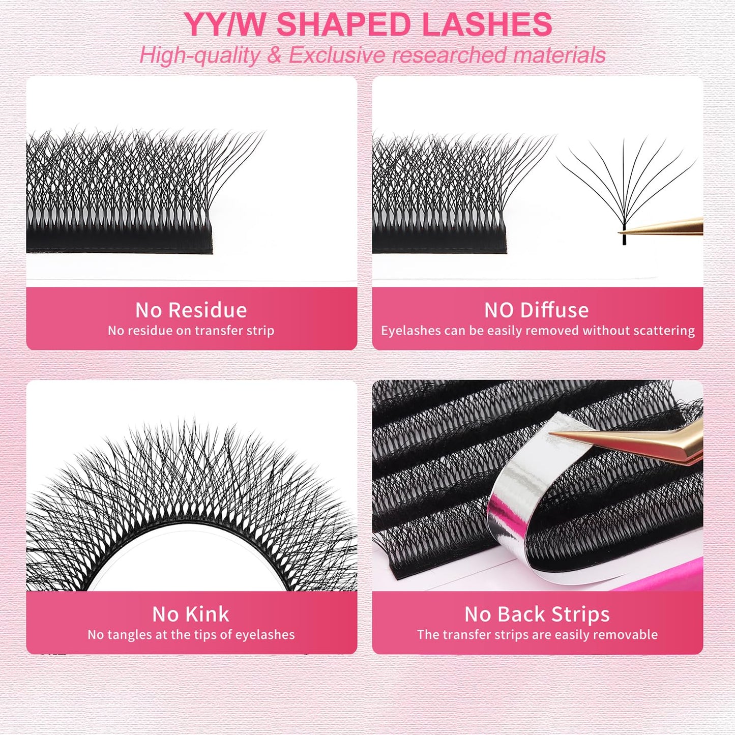 W Lash Extensions Supplies 8D Eyelash Extensions W Shape 0.07mm Thickness C Curl 15mm Premade Fans Easy Fan Lashes Volume Matte Black 12 Rows Crisscross Eye Lashes(W-8D-0.07-C,15mm)