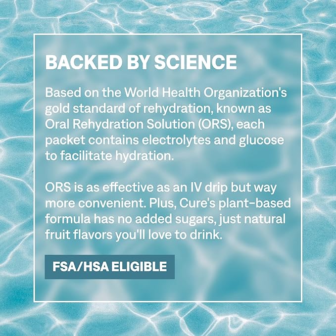 Cure Hydration | Plant-Based Electrolyte Drink Mix | No Added Sugar | Dehydration Relief Powder Made with Coconut Water | Non-GMO | Vegan | 28 Servings Jar - Strawberry Kiwi