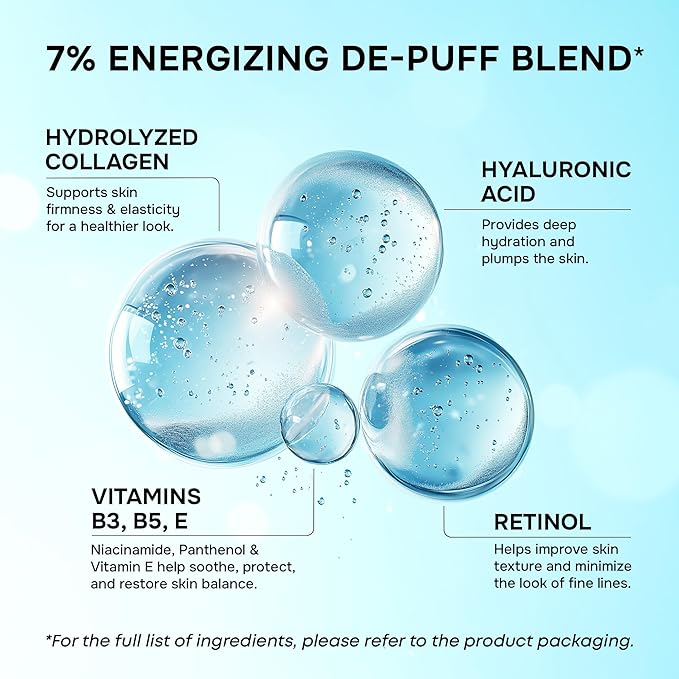 Under Eye Patches for Puffy Eyes and Dark Circles - Cooling Eye Masks for Women & Men with Collagen, Hyaluronic Acid & Retinol - Depuffing Undereye Mask Patches - Parches Para Ojeras - 15 Pairs