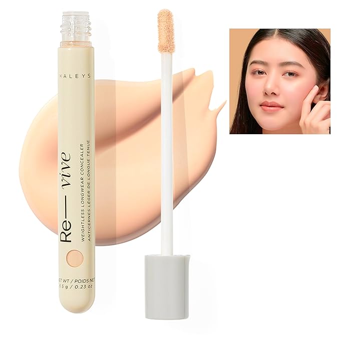 HALEYS Weightless Longwear Concealer (Fair/Light - Neutral), Re-vive, Medium to Full Coverage, Gripping Concealer, All-Day Wear, Spot Concealing, Brightens, Streak-free, Light-diffusing, V+CF