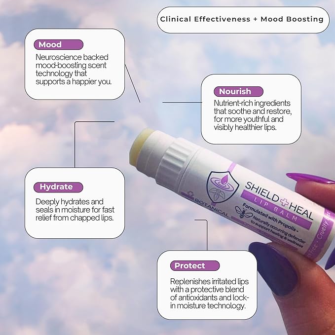 Botanical Lip Balm with Aromachology, Mood-Boosting Fragrance Technology, Soothes Chapped Lips & Relieves Dryness, Silky Smooth Texture Warms on Contact