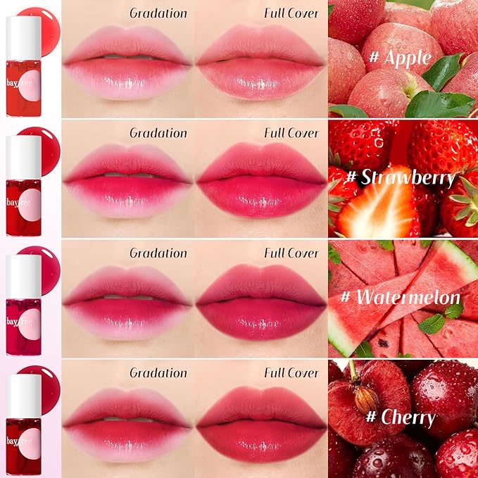 Lip Tint Stain Set, Lip Stain Long Lasting Waterproof, Lightweight, Non-sticky, Transfer-Proof, Matte Finish (fruit land)