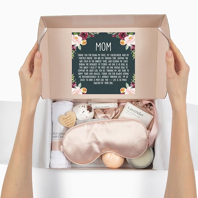 Dear Ava Spa Gifts for Women | Organic Self Care luxury Anti Stress Relaxing Bath and Body Kit Set Basket Box for Her with Heartfelt Card | Premium Spa Gift for Best Mom