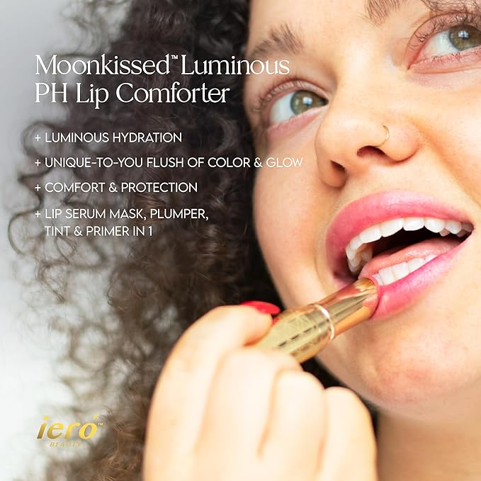 ieró Beauty Moonkissed Luminous PH Tinted Lip Balm w/Shea Butter & Vitamin E, Lip Care Moisturizer, Lip Plumper for Soft & Supple Lips, Paraben Free, Vegan, Sheer Coral w/Gold-Beige Shimmer