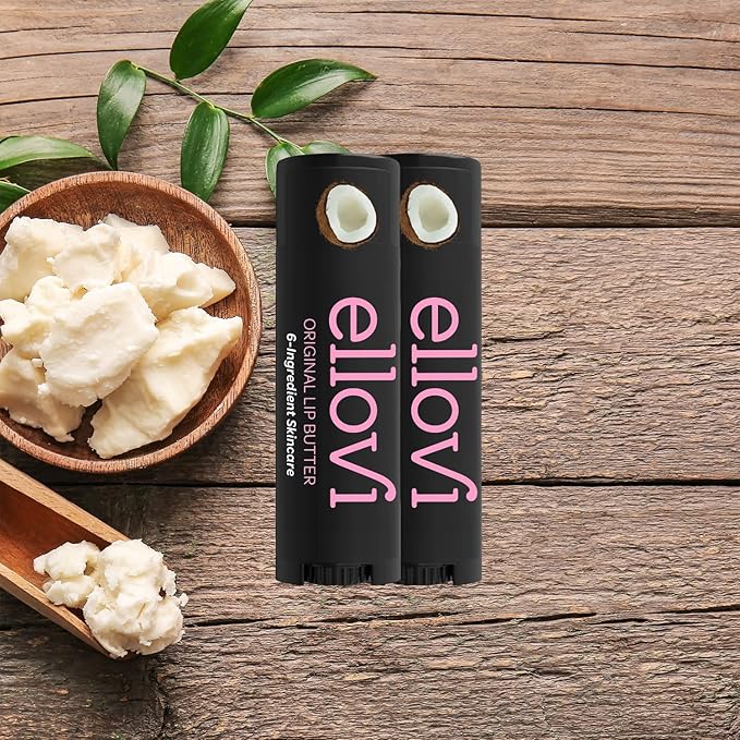 Natural Lip Butter Lip Balm - Original - Pure Enough to Eat - Made With Just 6 Vegan Ingredients - Moisturizing Lip Care for All Day Hydration (2-Pack)