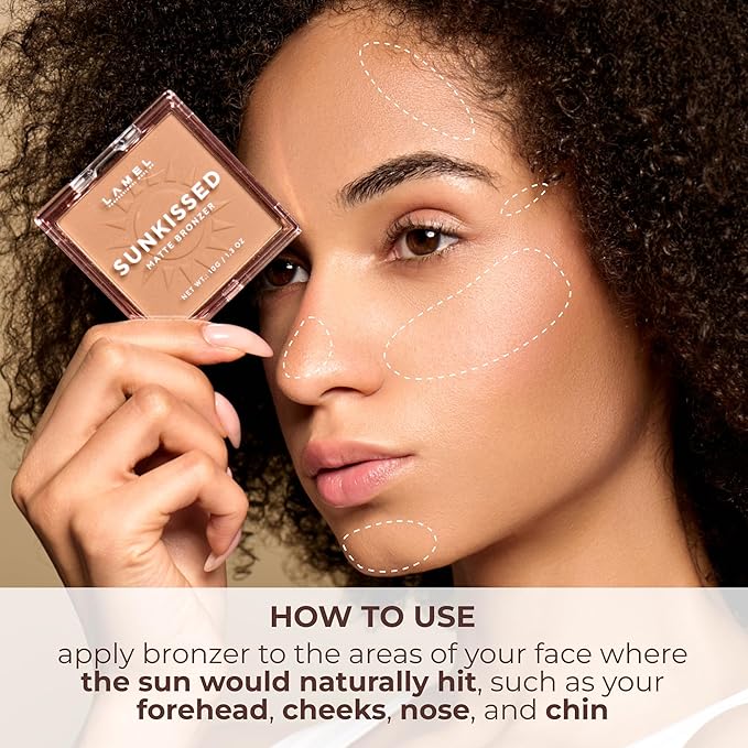 LAMEL Sunkissed Matte Bronzer Face Powder - Non-Shimmer, Long Lasting, Non-Greasy Bronzing Organic Makeup Formula - Matte Finish - Natural Tan Skin - N. 402-0.35oz.