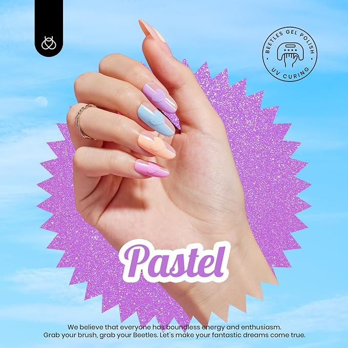 Beetles Pastel Gel Nail Polish Set, 6 Colors Unicorn Collection Blue Yellow Pink Gel Polish Soak off Uv Led Lamp Baby Blue Yellow Purple Decorations Nail Art Nail Gifts for Women