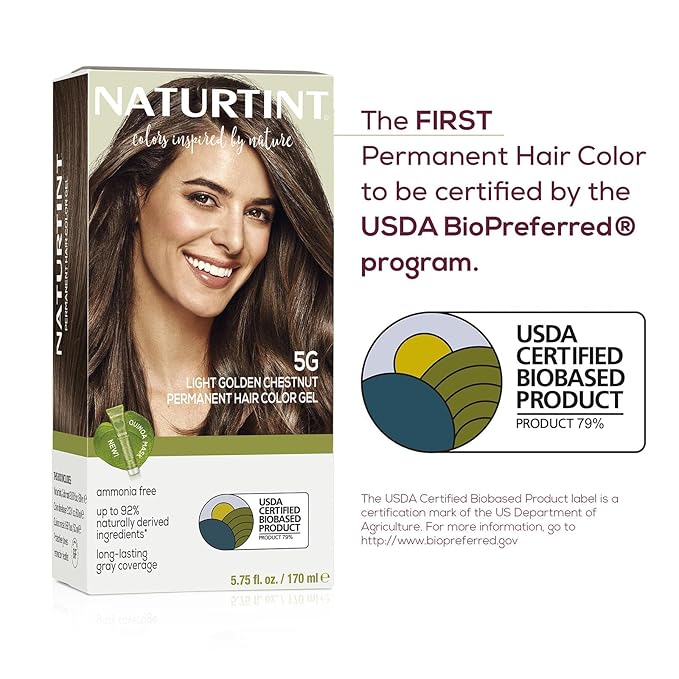 Naturtint 5G Light Golden Chestnut Permanent Hair Color (Pack of 6), Ammonia Free, Vegan, Cruelty Free, up to 100% Gray Coverage, Long Lasting Results (Packaging may vary)
