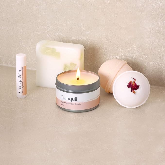 Dear Ava Spa Gifts for Women and Girls - Organic Self Care Luxury Gifting Idea Kit Set Basket - Anti Stress Relaxing Bath and Body Gift Box for Her with Heartfelt Card Confirmation Gift for Girls
