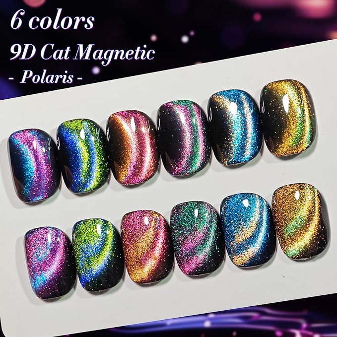 Born Pretty Cat Magnetic Gel Nail Polish 9D Polaris Holorgraphic Cat Magnetic Eye Gel Polish Glitter Gel Polish Set 6PCS