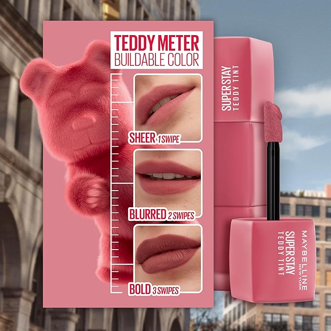 Maybelline Super Stay Teddy Lip Tint, Long Lasting Matte Lipstick For Up To 12HR Wear, Skinnydip, 1 Count