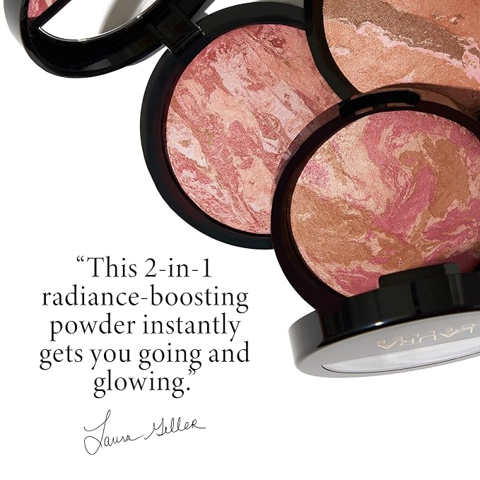 LAURA GELLER NEW YORK Baked Blush-n-Bronze Marbleized 2-in-1 Sculpting Bronzer Blush - Berry Bronze - Contour Face with a Radiant Flush