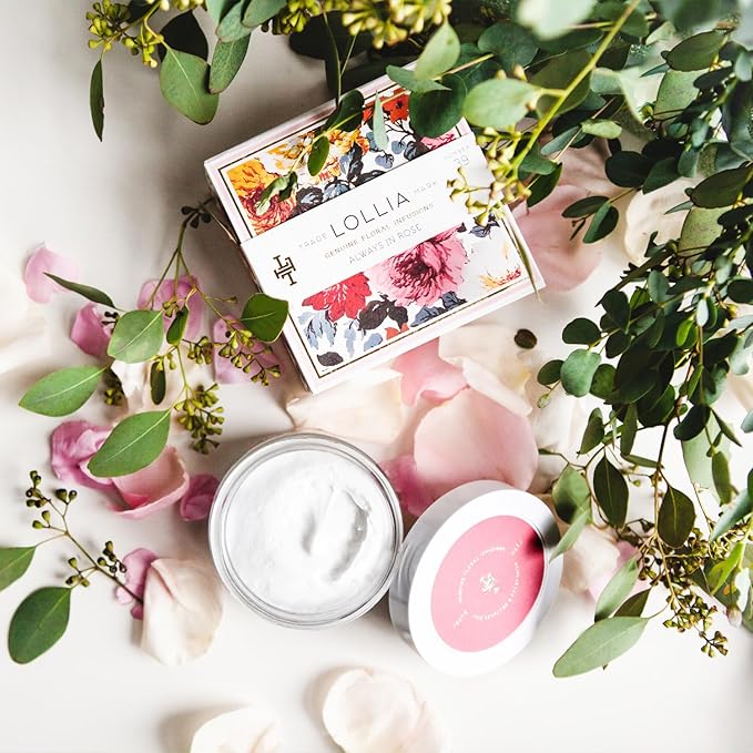 LOLLIA Always in Rose Body Butter, 5.5 oz. - Rose & Hibiscus Fragrance – Shea Butter & Cocoa Butter, Body Lotion for Women, Hydrating & Smooth Body Moisturizer