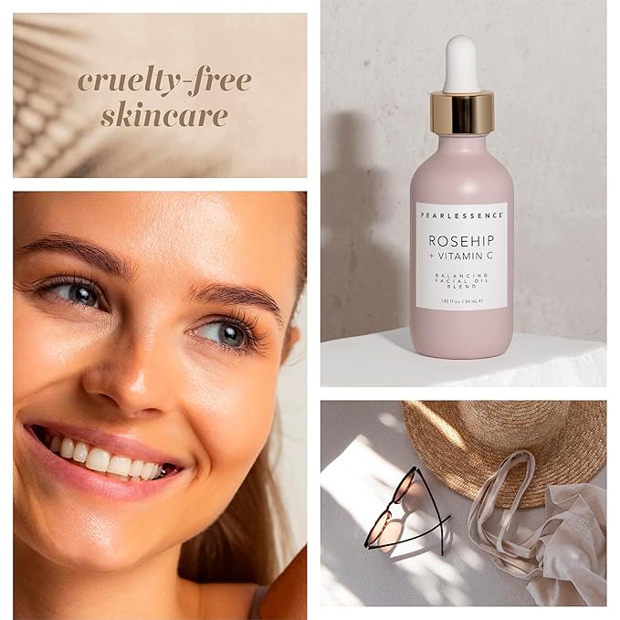 Pearlessence Rosehip Balancing Facial Oil + Rosehip Fruit Oil & Vitamin C - Daily Hydration to Balance & Revive Skin | Adds Moisture to Dry Skin | Made in USA & Cruelty Free (1.83 fl oz each, 2 Pack)