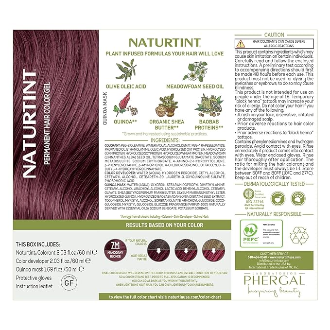 Naturtint 7M Mahogany Blonde Permanent Hair Color (Pack of 6), Ammonia Free, Vegan, Cruelty Free, up to 100% Gray Coverage, Long Lasting Results (Packaging may vary)