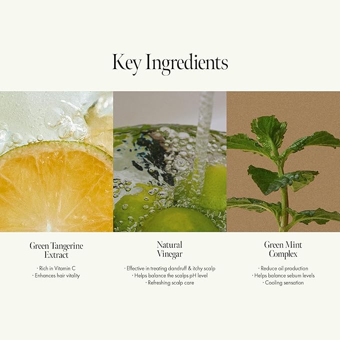 Lime Sunday Refresh Hair Vinegar with Vitamin C, Vinegar, Green Mint for Deep Cleansing Oily Scalp and Reducing Oil Production, Lime Citrus Scent, Silicone, Sulfate & Paraben Free (200ml / 6.76 fl.Oz)