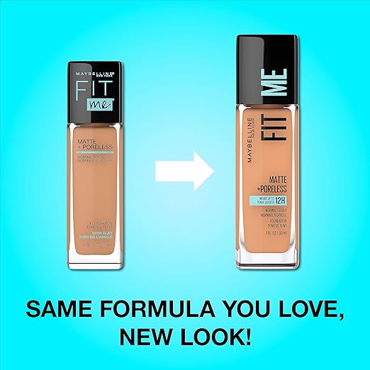 Maybelline New York Fit Me Matte Plus Pore Less Foundation, Spicy Brown, 1 Fluid Ounce