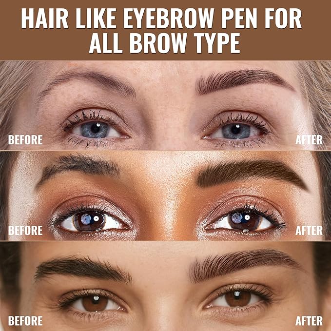 iMethod Eyebrow Pen - Eyebrow Pencil,2-in-1 Eyeliner Dual-Ended Microblading Eyebrow Pencil Long Lasting Waterproof Hair-Like Brow Pencil,with Eyebrow Brush,Eyebrow Pencils for Women,Black