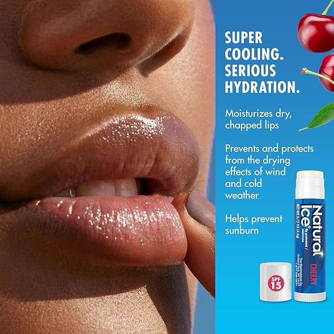 Natural Ice Cherry - SPF 15 lip balm, Cherry Flavor, 0.15 Ounce (Pack of 12)