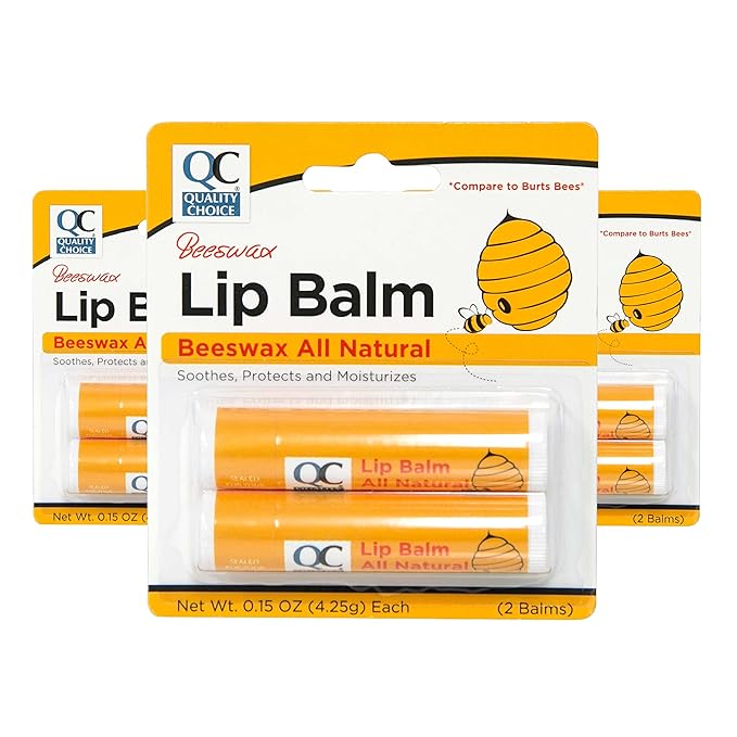 Quality Choice Beeswax Lip Balm All Natural 2 Tubes 0.15oz Each (1)