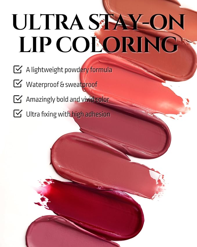 HEVVYMAKEUP Ultra Stay-On Lip Coloring Tint - Vibrant Matte Finish Lip Tint - Long Lasting Airy Weightless Lips with Perfect Fixing - Korean Lip Makeup, Boss Lady, 0.11oz.