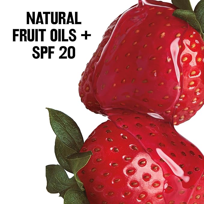 Revlon Lip Balm, Kiss Tinted Lip Balm, Face Makeup with Lasting Hydration, SPF 20, Infused with Natural Fruit Oils, 025 Fresh Strawberry, 0.09 Oz