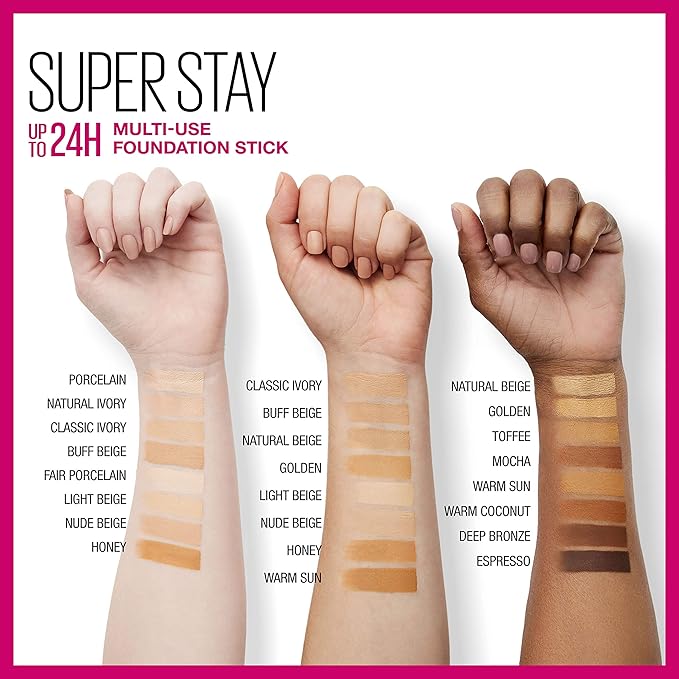 Maybelline New York Super Stay Foundation Stick for Normal To Oily Skin, Warm sun, 0.25 Ounce