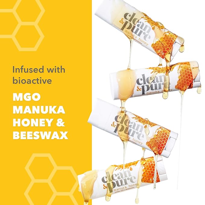 Beekeeper’s Favorite Lip Balms, 4 Pack | Manuka Honey Beauty Products | Lip Care Set With 100% All Natural Beeswax and Vitamin E Oil | Flavored Lip Balm for Dry, Chapped Lips