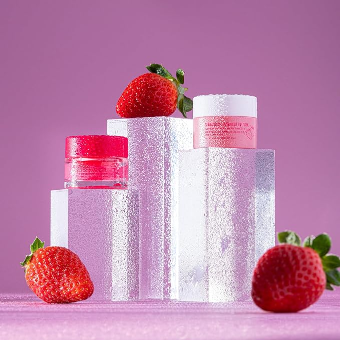 W7 Sweet Dreams Lip Scrub & Overnight Lip Mask Duo - 2Pcs Set - Strawberry Flavour - Exfoliate, Condition, Soothe & Hydrate
