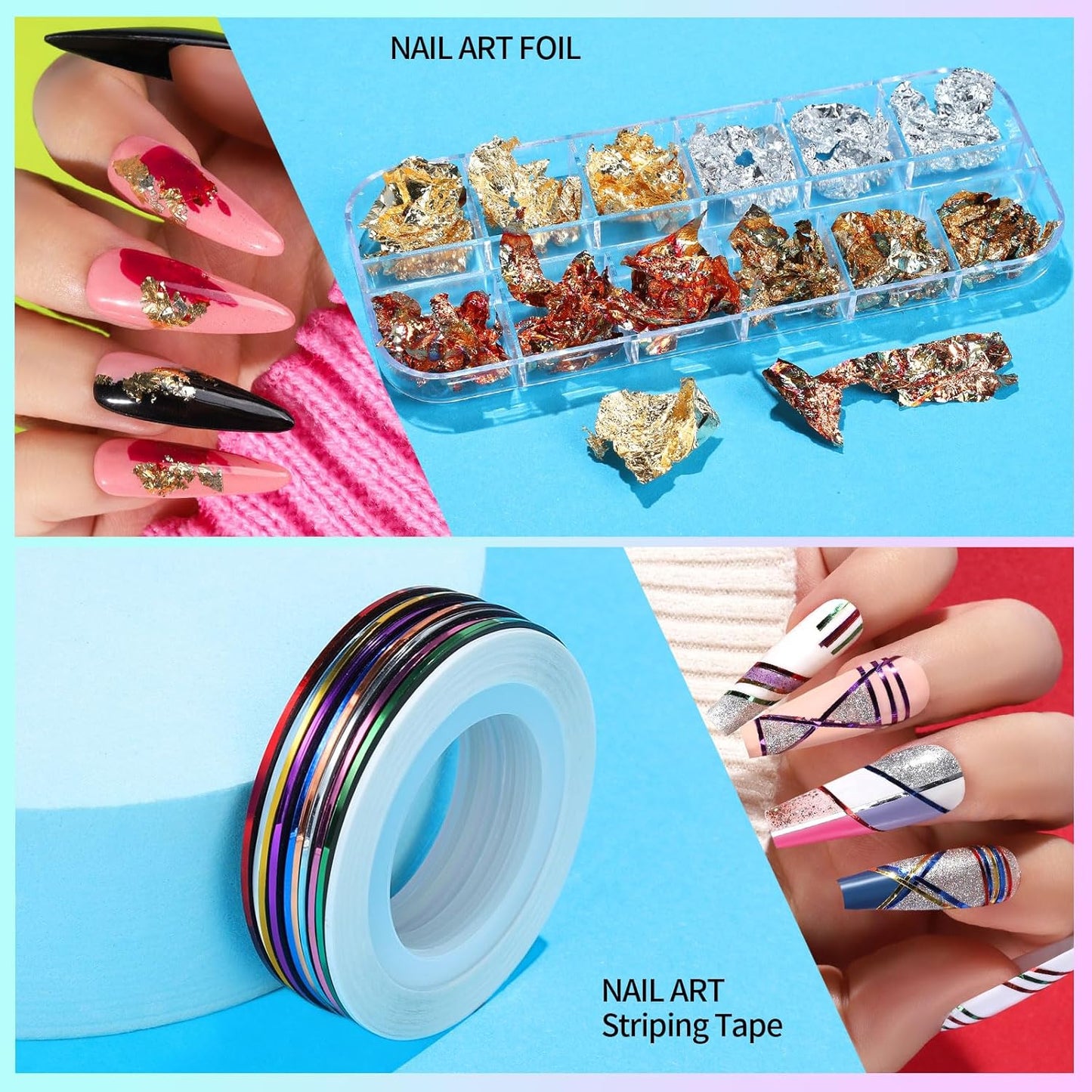 Teenitor Nail Art Brushes Set, Nail Art Tools, Nail Art Kit, Nail Art Supplies, Nail Rhinestones, Nail Accessories For Nail Art