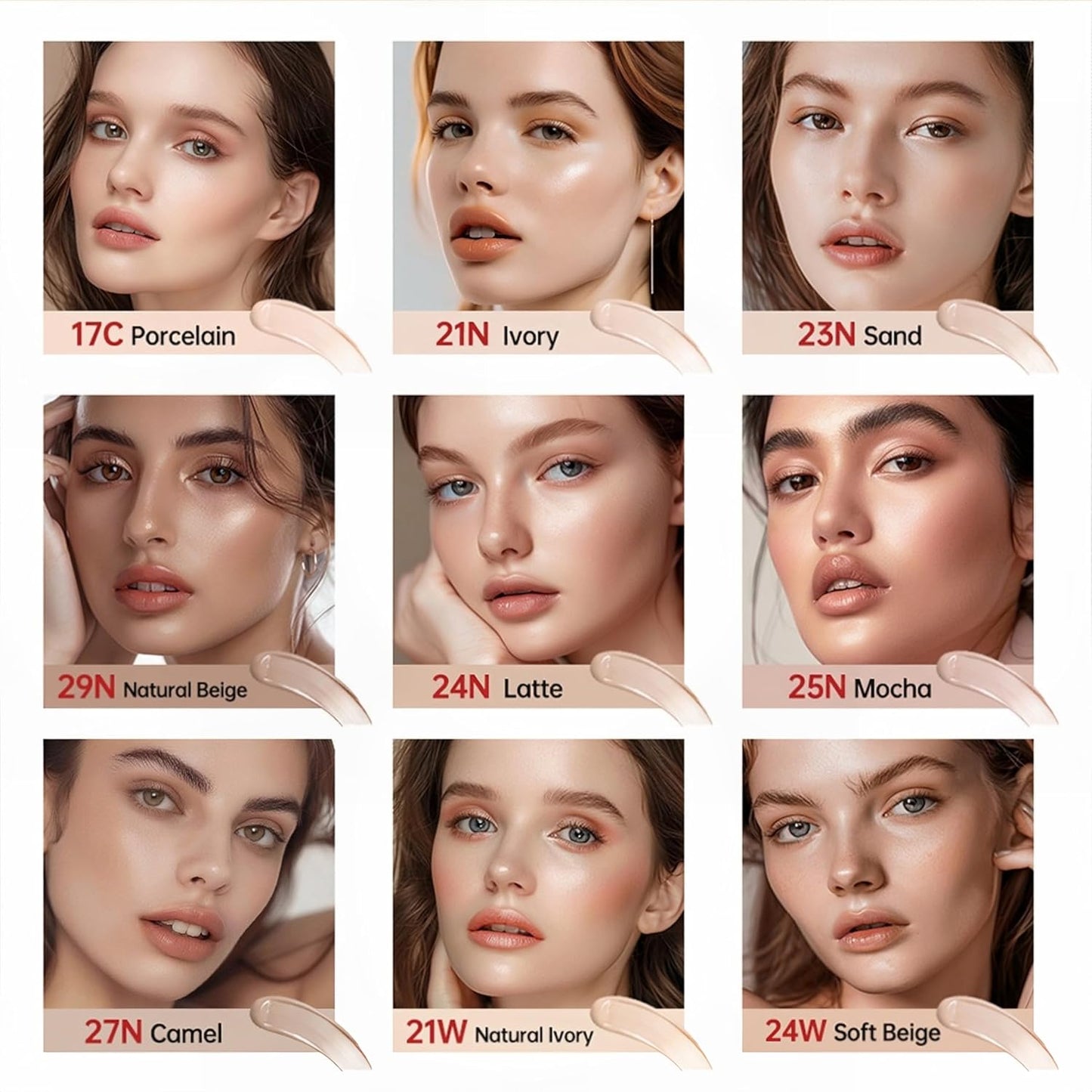 MAEPEOR Cushion Foundation 9 Colors Full Coverage Weightless Satin Glow Foundation Hydrating Long-Lasting Cushion BB Cream (Color 05)