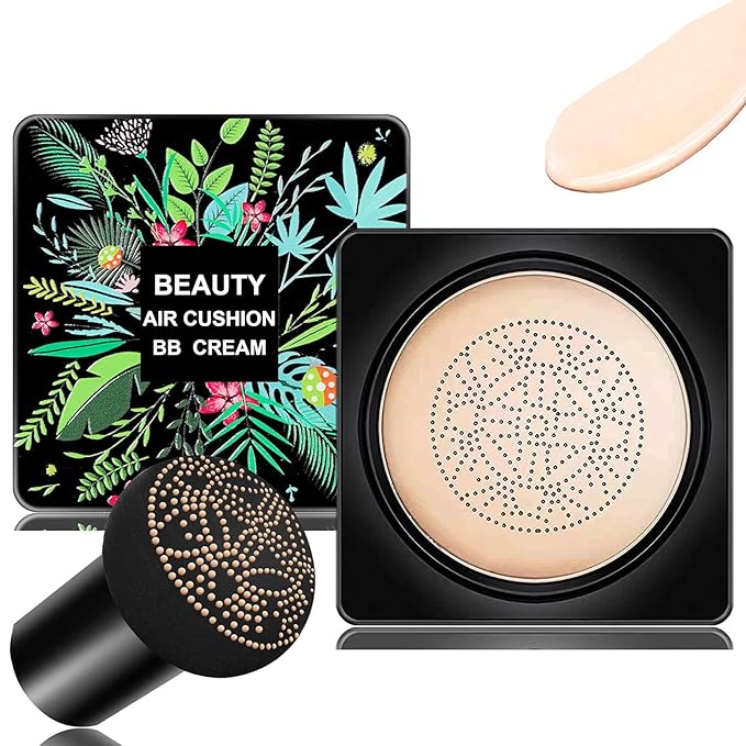 AWCCXMYM Mushroom Head Air Cushion CC Cream Foundation BB Cream Foundation Makeup Moisturizing CC Cream Liquid Foundation,Concealer Lasting Makeup Foundation Even Skin Tone Makeup Base Primer(Ivory)