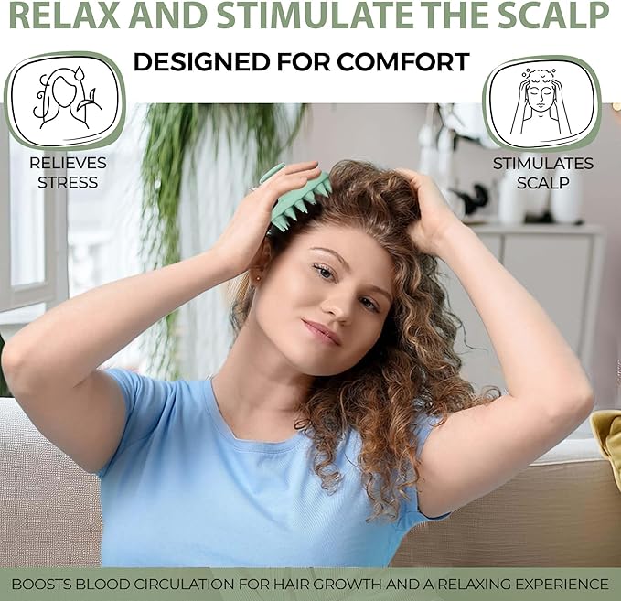 Fiora Naturals Scalp Massager Shampoo Brush - Silicon Scrubber & Exfoliator for Dandruff Removal and Hair Growth, Brush for Wet & Dry Hair, for Men, Women, Kids - BPA Free