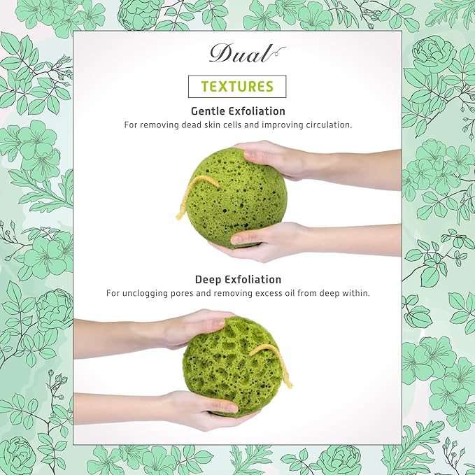 Spongentle Deep Cleansing Body Loofah Sponge, Natural Colors, for Bath and Shower, Multiple Textures for Gentle and Deep Exfoliation, Generous and Rich Lather, (Pack of 3)