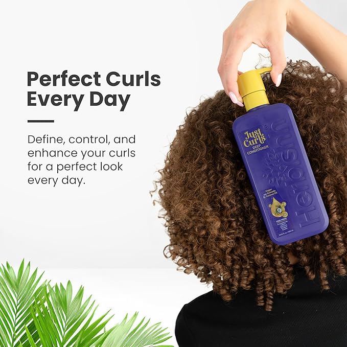 Herbishh Just Curls Deep Conditioner for Curly, Wavy Hair, 500ml, Avocado & Coconut Oil, Vegan, Curlfaction & Dry Damaged, Detangler