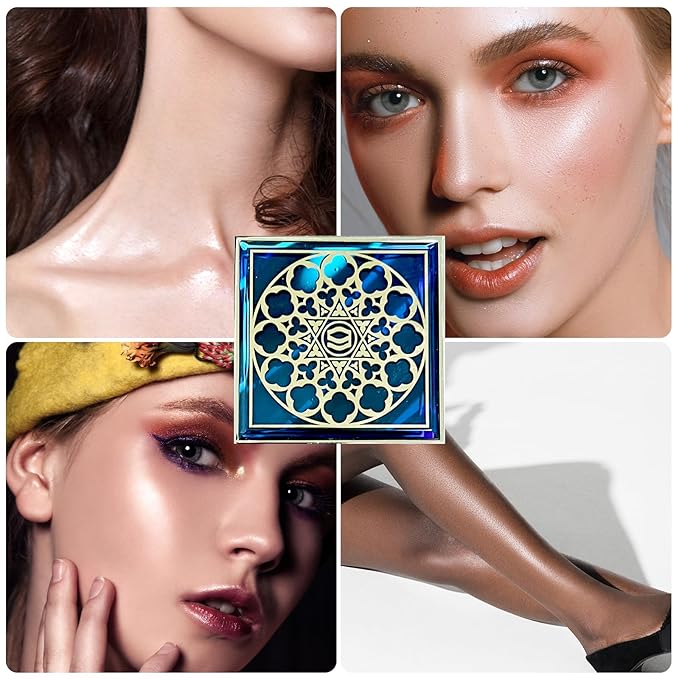 Face Highlighters Exquisite 3D Texture Luminizers Palette, Shiny Contour Makeup Illuminator for Body Cheek Eyebrow Nose Chin Lip Glossy Shimmer Contouring Palette